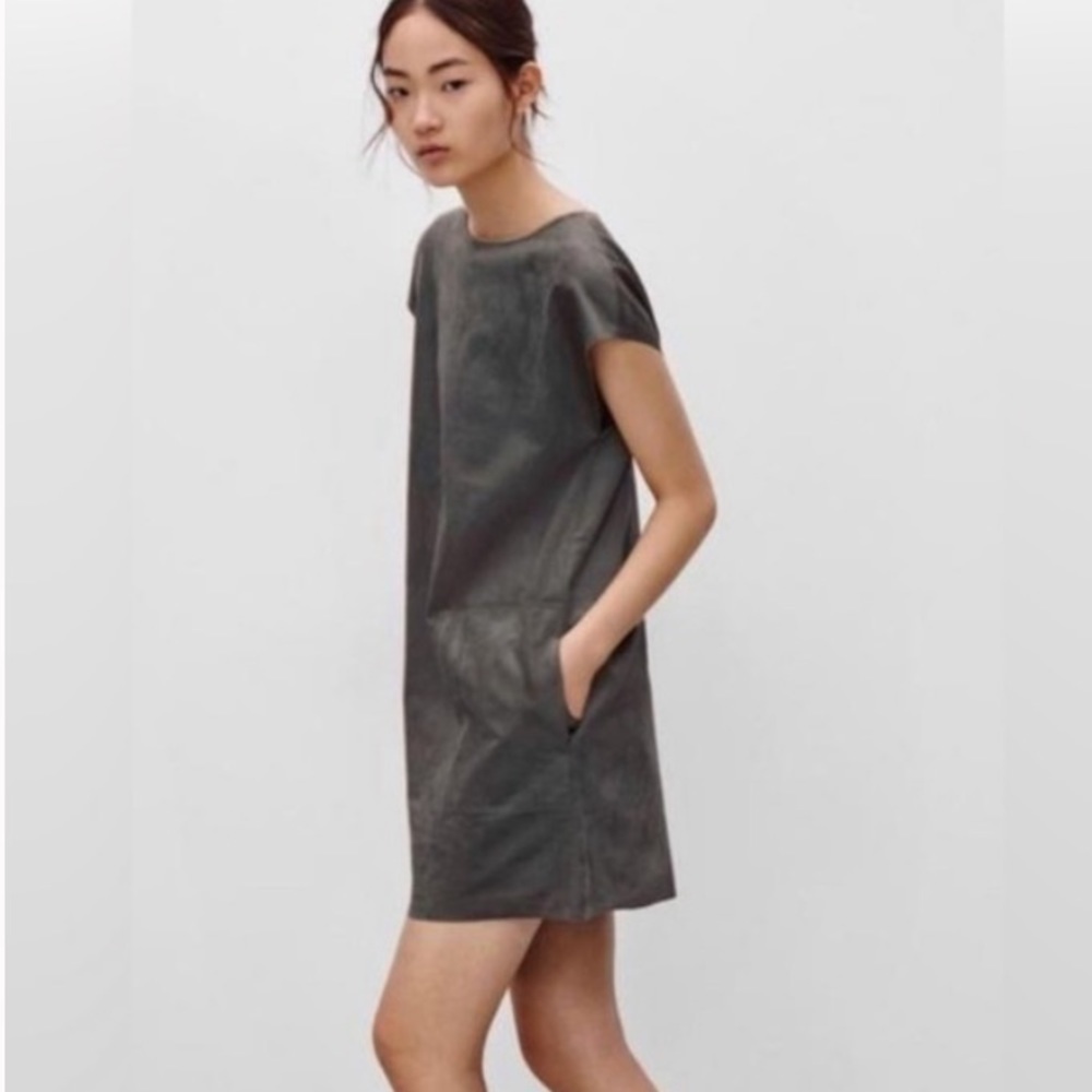 Wilfred Free Nori Vegan Faux Suede Mini Dress Grey